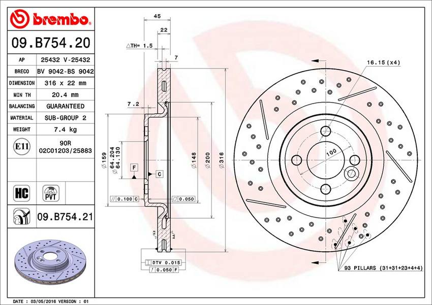 Mini Brembo Disc Brake Rotor - Front (316mm) 34116855782